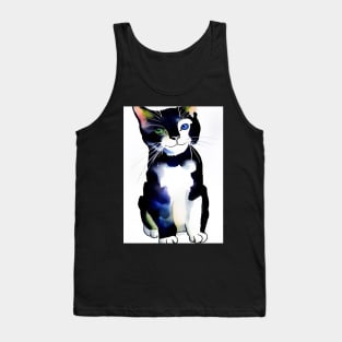 Cute watercolour Tuxedo Cat Copyright TeAnne Tank Top